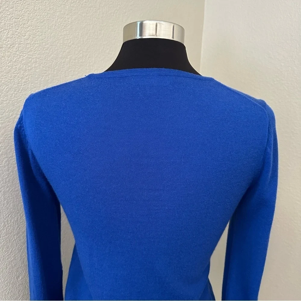J. Crew 100% Merino Wool Royal Blue Crew Neck Sweater Size S